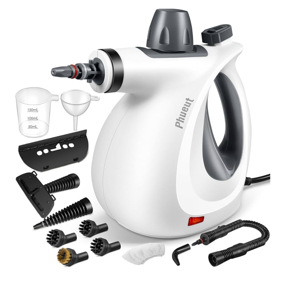 White and Gray Steam Cleaner with Accessories